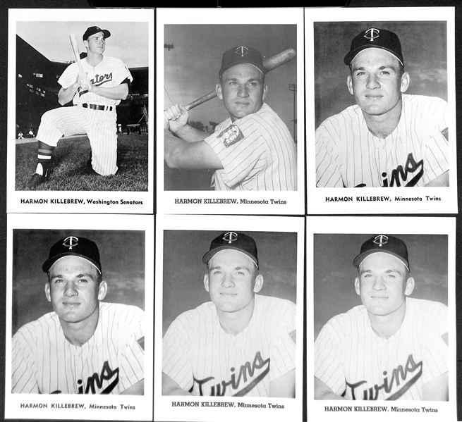 1950s-1960s Jay Publishing 5x7 Picture Lot - (8) Killebrew, (4) Kaline, (5) Eddie Mathews